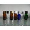 供应批发10ml精油玻璃透明、茶色、蓝色、绿色瓶配电化铝盖子
