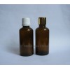 50ml茶色棕色圆柱玻璃精油瓶电化铝盖 塑料防盗盖 胶头滴管
