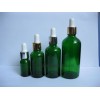 5-100ml绿色玻璃精油瓶胶头滴管塑料防盗盖电化铝盖通用