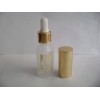 20ML透明磨砂滴管瓶配金色中盖硅胶滴头金色外罩